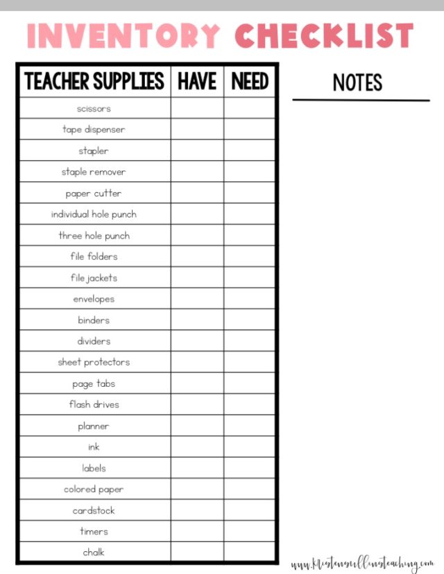 The Ultimate Inventory Checklist for Teachers - Kristen Sullins Teaching