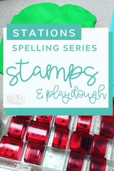 Stamps and Playdough Spelling Station